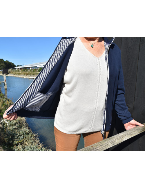 A. Veste uni manches longues Marine Sable & Mer