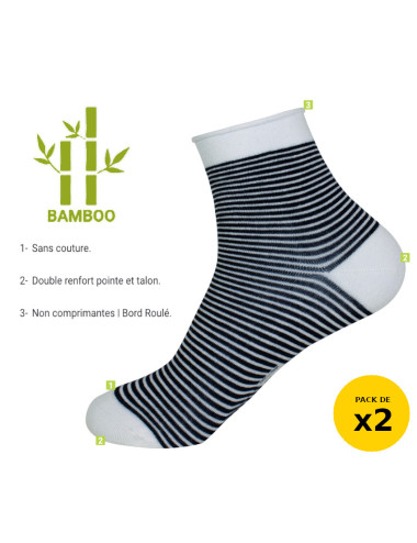 Chaussettes non comprimantes bambou - Lot 3 paires