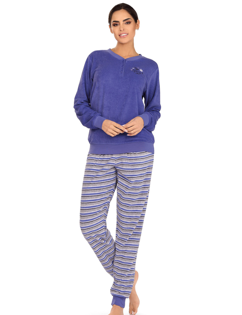 Pyjama éponge - Femme - Coton/Polyester - Taille 40 - Bleu ciel - Comtessa