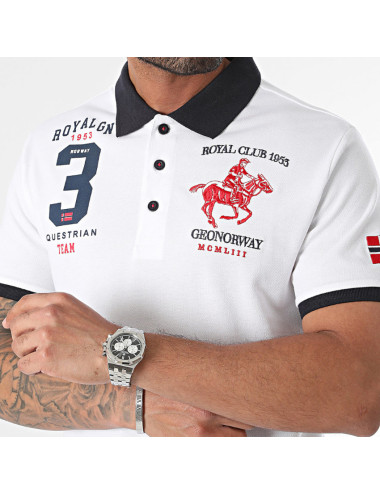 Polo décontracté maille piqué blanc grande taille homme