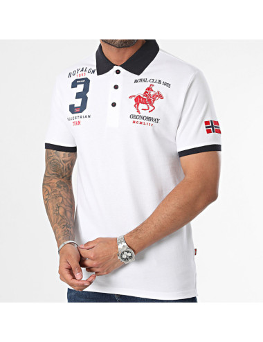 Polo à manches courte - Homme - XXXL - Blanc - imprimé - Style Rugby - Coton - Maille piqué