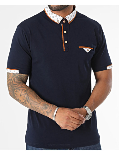 Polo homme à manches courtes marine - coton stretch