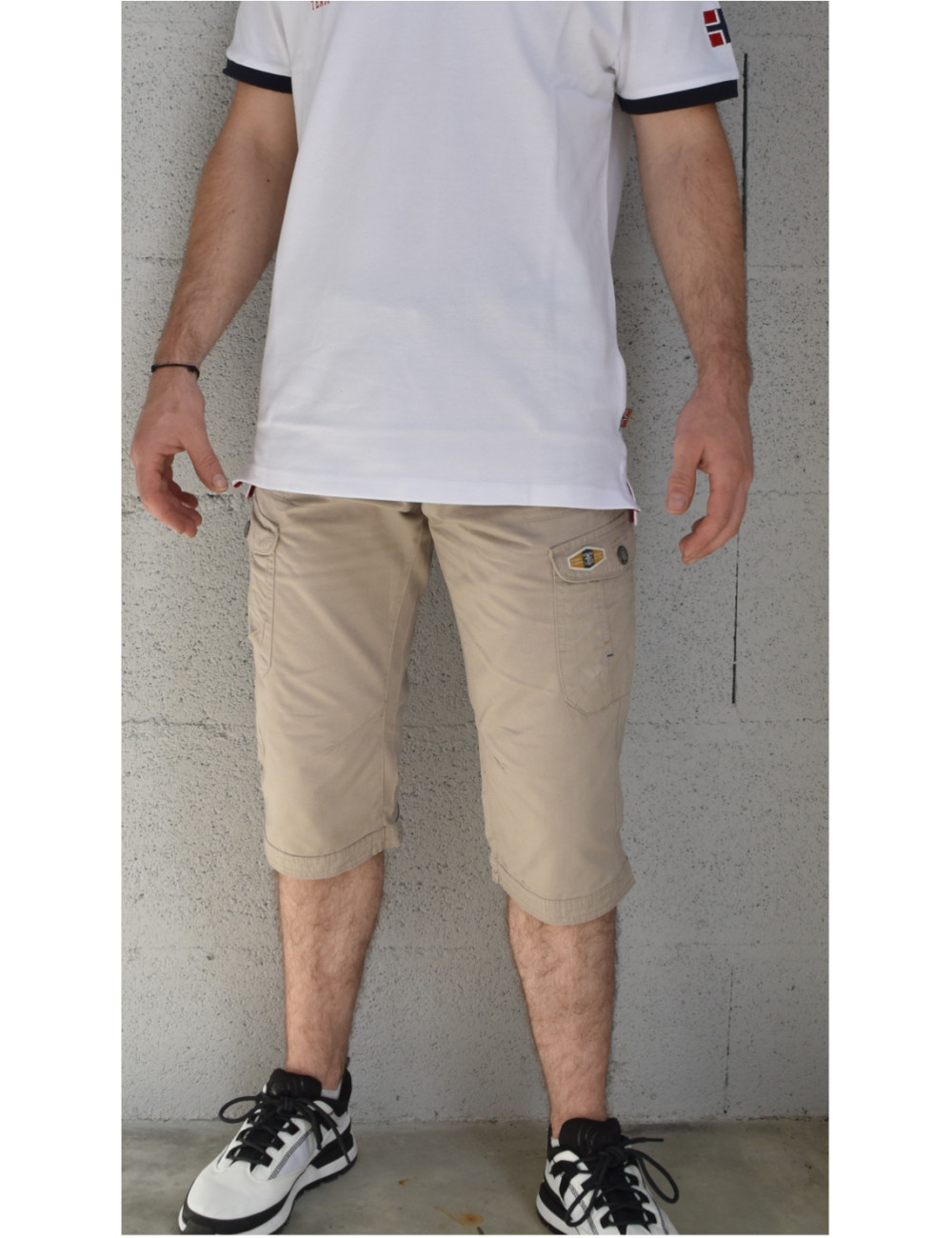 Pantacourt cargo - Homme - Beige - Coton