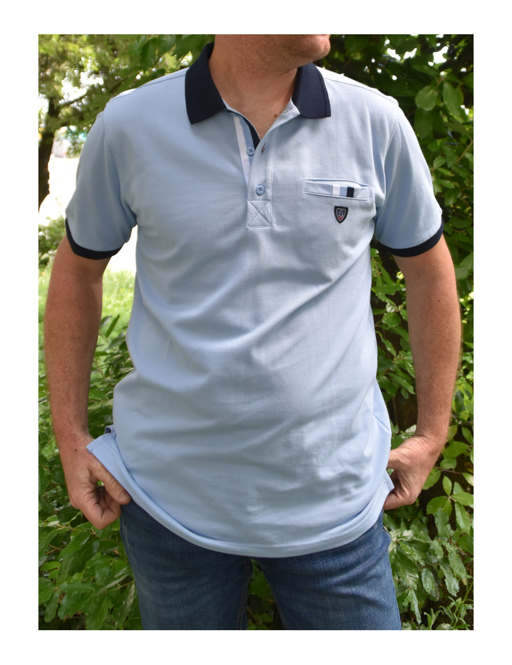 Polo homme manches courte bleu ciel