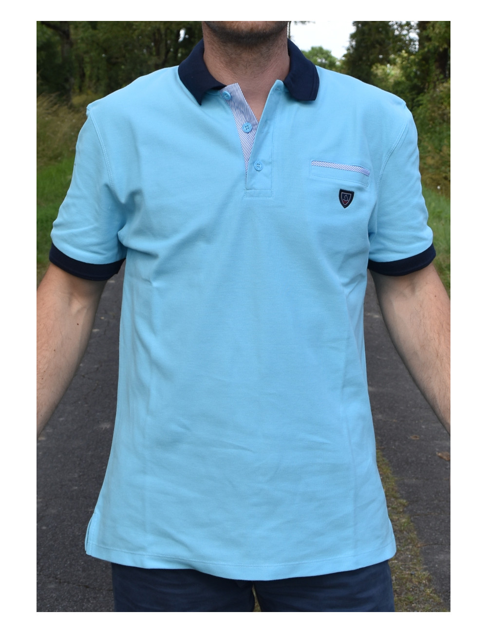Polo en maille piqué 100% coton Turquoise Taille M Yachting Club