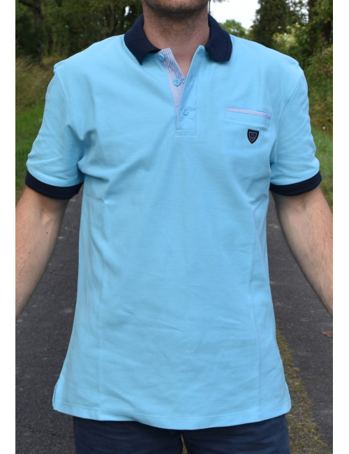 Polo en maille piqué 100% coton Turquoise Taille M Yachting Club