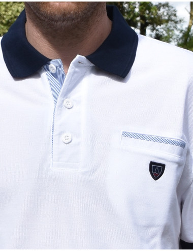 Polo manches courte blanc maille piqué coton Taille 3XL Yachting Club