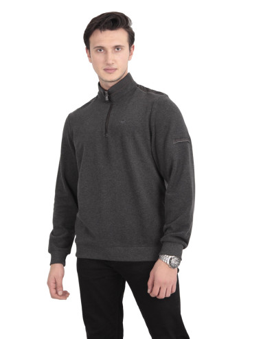 Pull polo - Coton et Polyester - Anthracite - Homme - Stil Park