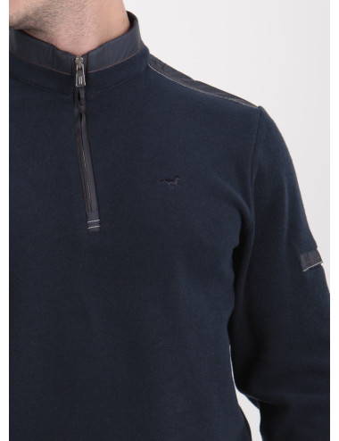 Sweat zippé homme bleu marine