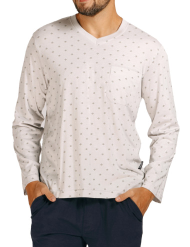 Pyjama forme jogging - Manches longues - Coton / Modal - Homme - Gris clair - COMTE