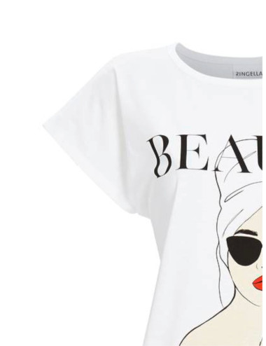 T-shirt de nuit - Manches courtes - Coton - Blanc - Ringella