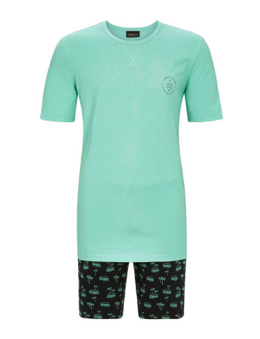 Pyjama short - Turquoise - Van life - 100% coton - Taille XL - Homme