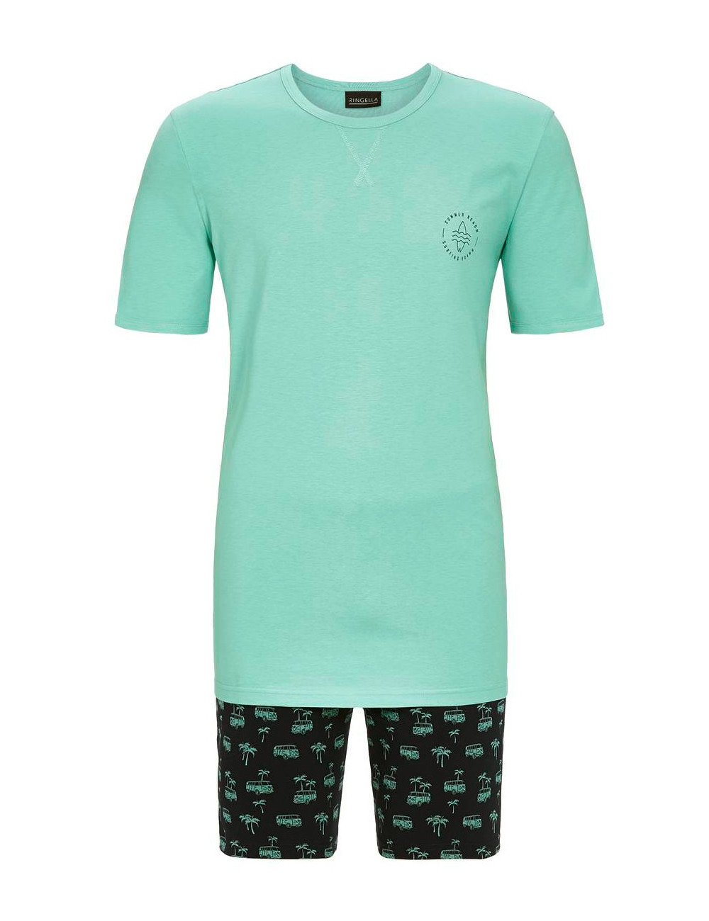 Pyjama short - Turquoise - Van life - 100% coton - Taille XL - Homme