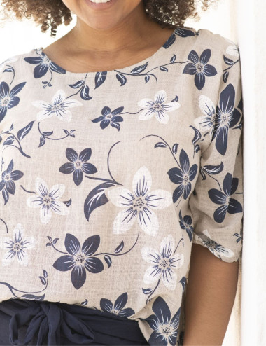 tee shirt coton - fleurs - femme - taille L - oaks valley