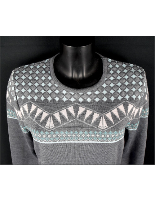 Pull encolure ronde 50% Mérinos Gris